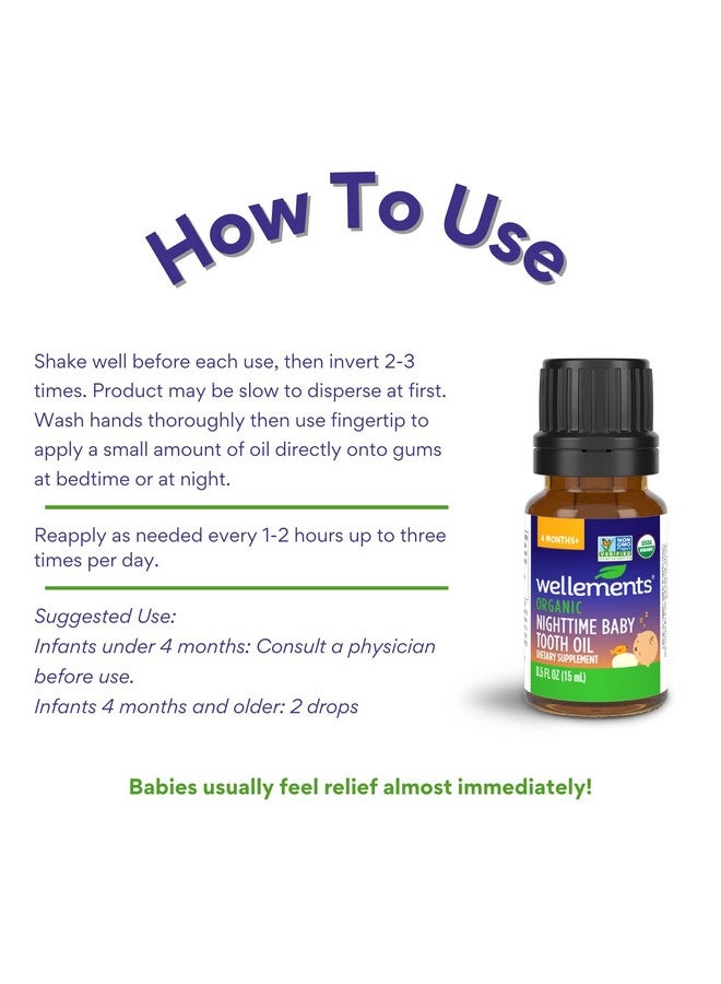 Wellements Organic Nighttime Baby Tooth Oil Natural Nighttime Teething Relief Organic Blend Of Essential Oils And Sleepytime Herbs 4 Months + - Image 5