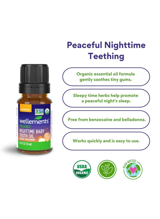 Wellements Organic Nighttime Baby Tooth Oil Natural Nighttime Teething Relief Organic Blend Of Essential Oils And Sleepytime Herbs 4 Months + - Image 3