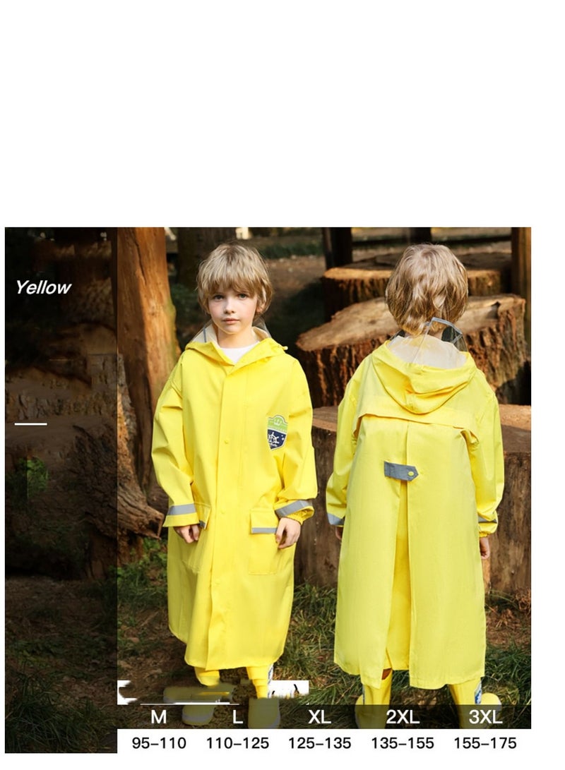 MUNTAQI Children's Cartoon Body Waterproof Raincoat Yellow