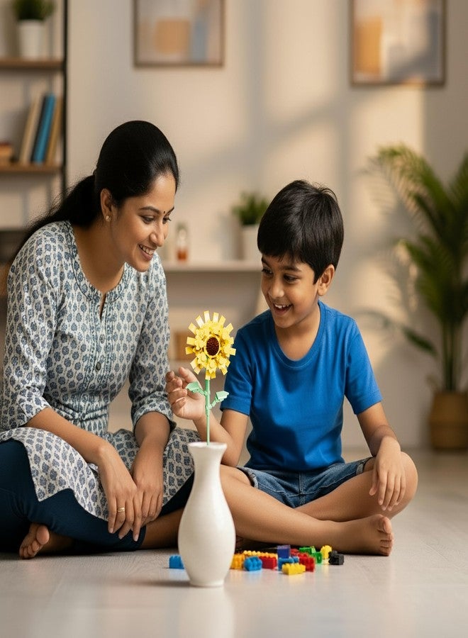 ThinkerPlace مجموعة مكعبات بناء زهرة عباد الشمس من ثينكر بليس (86 قطعة، 12 في 1) | طقم حامل أقلام على شكل زهرة للأطفال من عمر 6 سنوات فما فوق (بنين وبنات) | لعبة حرفية وتعليمية إبداعية | هدية مثالية للأطفال - Image 4