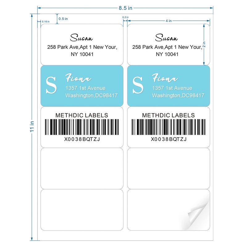 Methdic Shipping Labels 2"Ã—4" 300 Labels Sticker Paper for Laser/Ink Jet Printer Mailing Labels 8.5"*11" White 10 per Sheet - Image 2