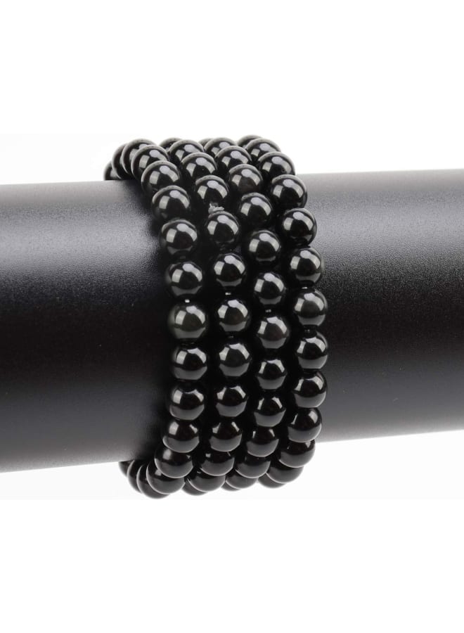 100 قطعة 8 مللي متر حجر السج الأسود الطبيعي الخرز الأحجار الكريمة الخرز المستديرة فضفاض لصنع المجوهرات مع الحبل تمتد الكريستال