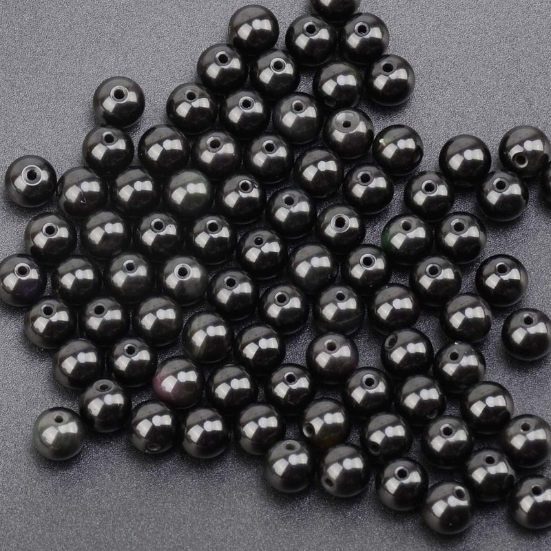 LPBeads 100PCS 8mm Natural Black Obsidian Beads Gemstone Round Loose Beads for Jewelry Making with Crystal Stretch Cord - Image 3