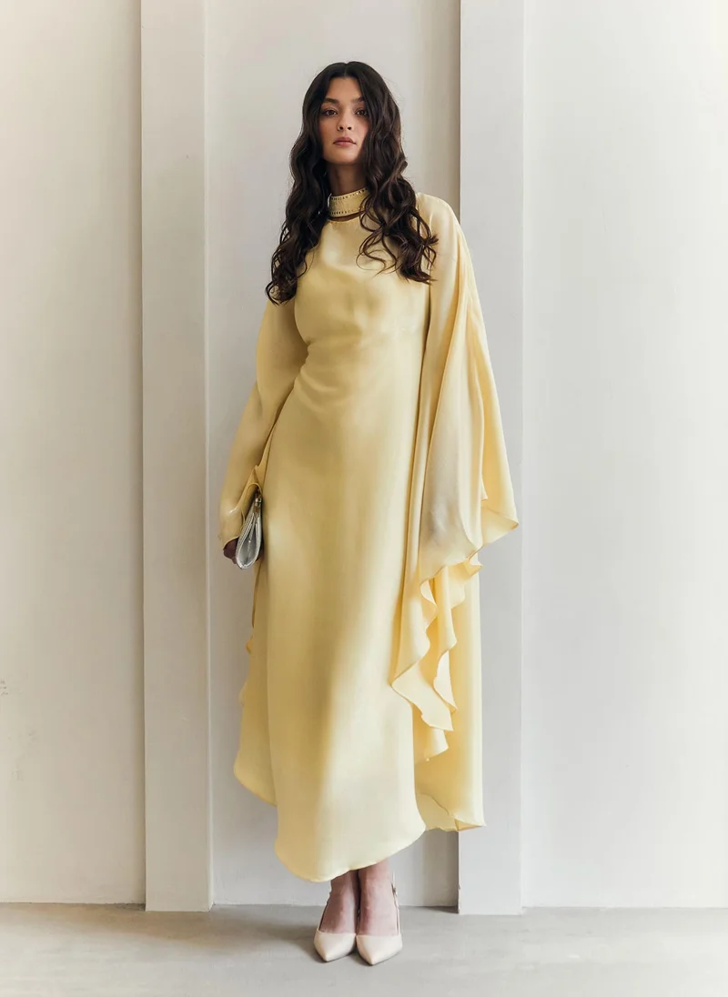 Lichi Loose maxi dress with rhinestones on collar