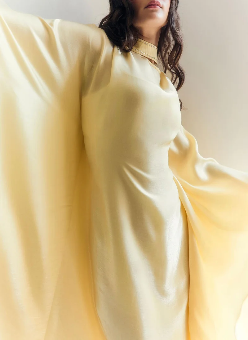 Lichi Loose maxi dress with rhinestones on collar