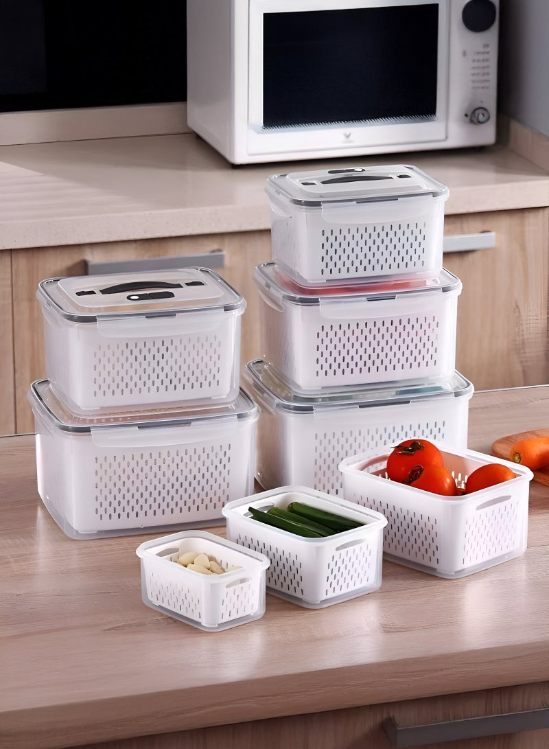 YAH Creation 6PCS/Set - 24 Piece - YAH Smart Kitchen Storage Boxes - Airtight, Microwave & Freezer Safe | Fridge & Pantry Organizers | Durable Containers with 6 Draining Baskets & Dividers | For Kitchen, Food & Vegetables.  - Image 4