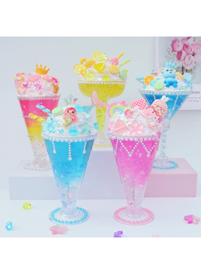 Children's Diy Handmade Crystal Juice Cup Cream Glue Material Package Simulation Dessert Ice Cream Cup-Specifications:Crystal Cup-2 Green Orange Iced Tea - Image 3