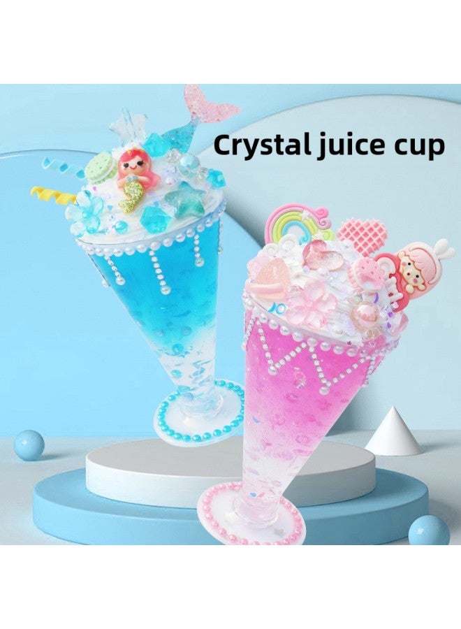 Children's Diy Handmade Crystal Juice Cup Cream Glue Material Package Simulation Dessert Ice Cream Cup-Specifications:Crystal Cup-2 Green Orange Iced Tea - Image 2