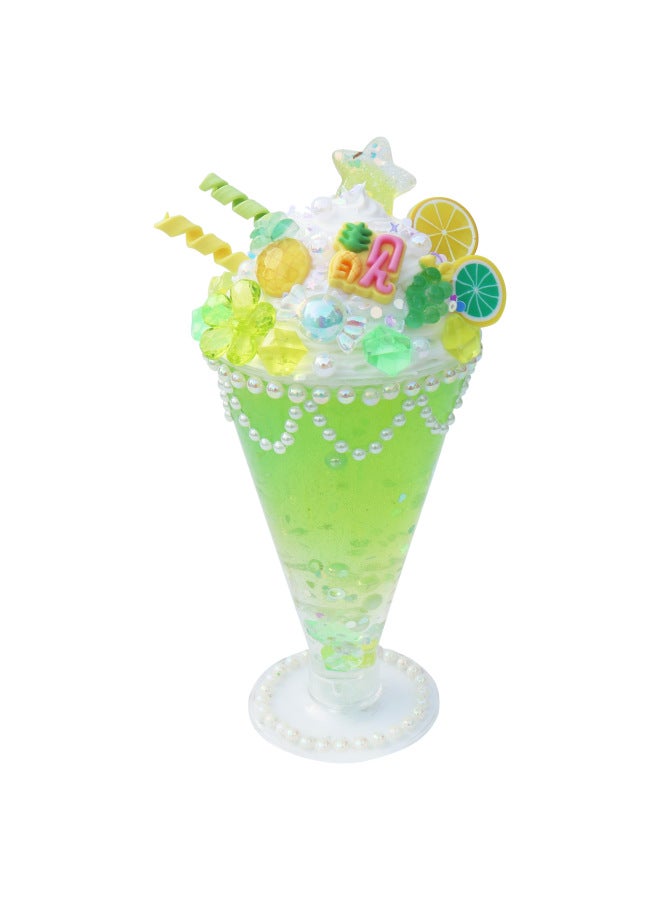Children's Diy Handmade Crystal Juice Cup Cream Glue Material Package Simulation Dessert Ice Cream Cup-Specifications:Crystal Cup-2 Green Orange Iced Tea - Image 1