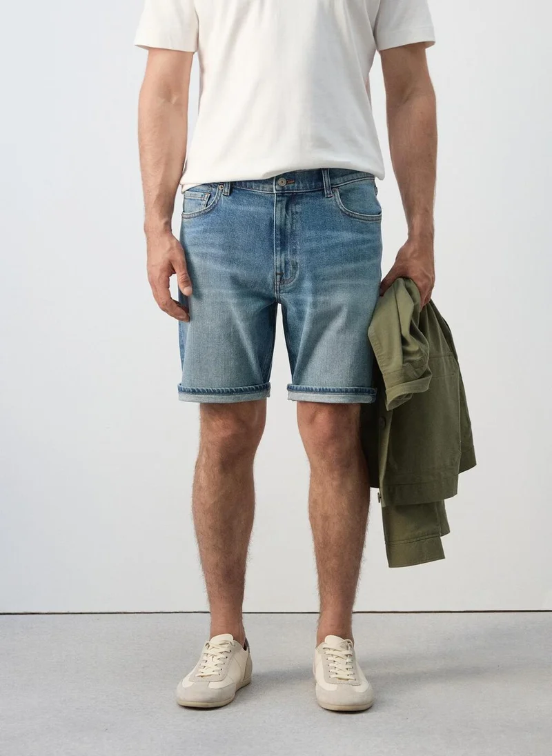 Mango Man Slim-fit denim bermuda shorts