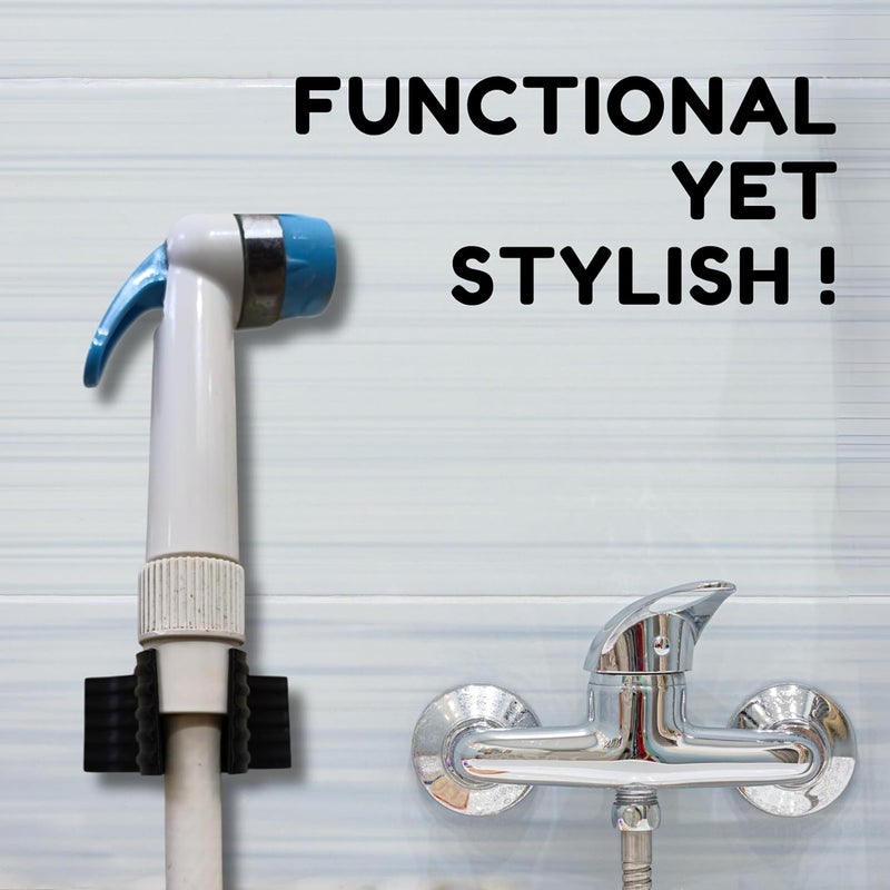 THIRD DIMENSION Hand Shower Holder wih Modern Wave Design – Durable, Waterproof with Dual Mounting (Adhesive Tape + Screw) – Universal Fit for All Hand Showers (FIX Type, 1) - Image 2