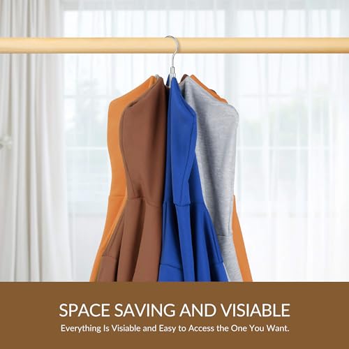 ZEDODIER Hoodie Hangers, Rotatable Hoodie Organzier for Closet, Max 8 Storage Capacity Hoodies Holder, Metal Space Saving Closet Organizers and Storage, Silver - Image 4
