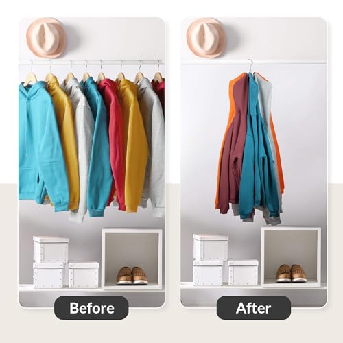 ZEDODIER Hoodie Hangers, Rotatable Hoodie Organzier for Closet, Max 8 Storage Capacity Hoodies Holder, Metal Space Saving Closet Organizers and Storage, Silver - Image 2