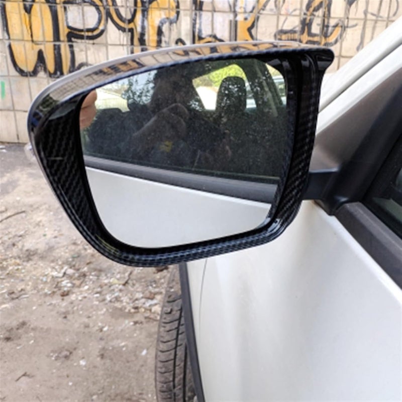 QASULER Carbon Fibre Car Rearview Mirror Rain Cover - Image 5