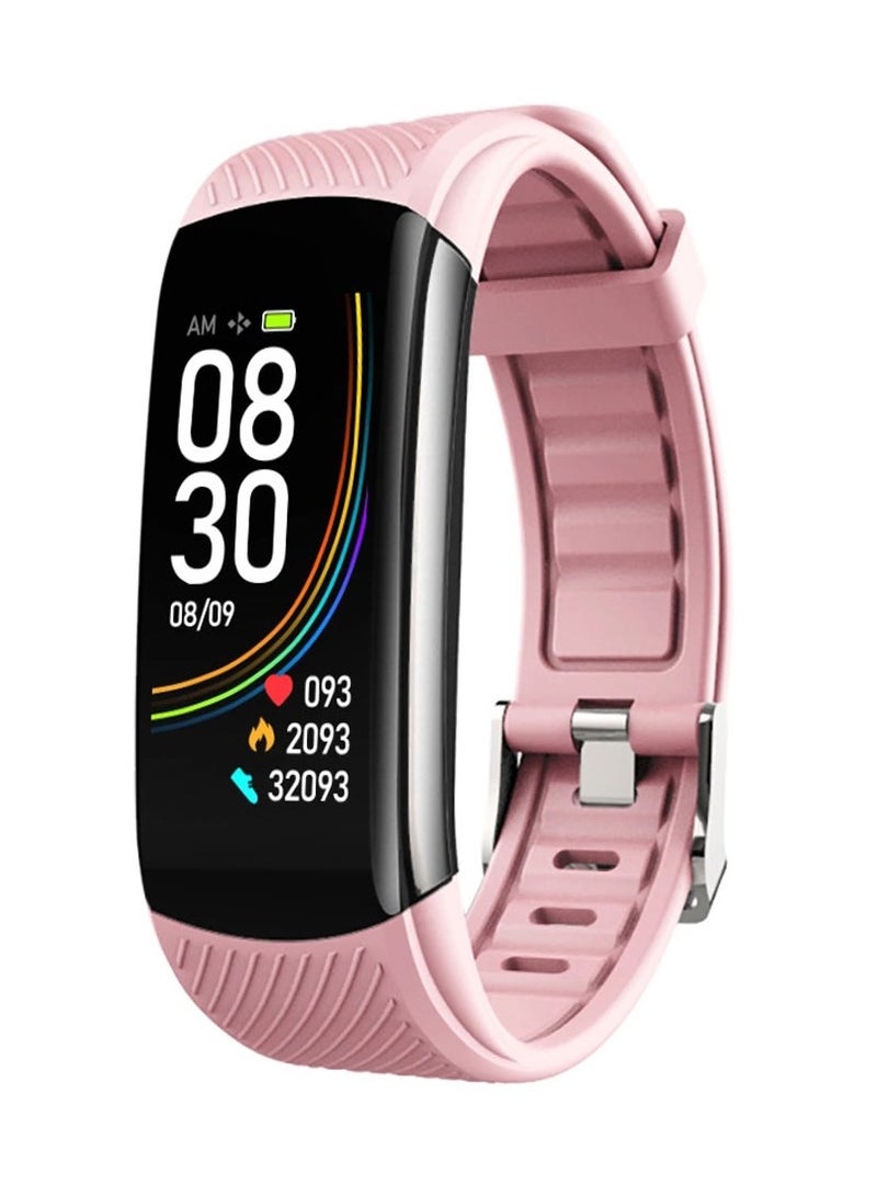 C6T Body Temperature Bracelet Watch Smart Sports Bracelet IP67 Information Push Sleep Exercise Step Waterproof Sports Smart Bracelet Blood Pressure Monitoring (Pink)  - Image 1