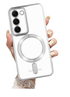 Magnetic Clear Case for Galaxy S23 Plus Case,Compatible with MagSafe, Love Heart Design Electroplated Case Soft TPU Shockproof Full Camera Lens Protective Case for Samsung Galaxy S23 Plus