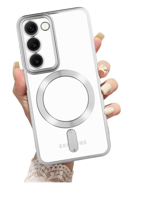 Magnetic Clear Case for Galaxy S23 Plus Case,Compatible with MagSafe, Love Heart Design Electroplated Case Soft TPU Shockproof Full Camera Lens Protective Case for Samsung Galaxy S23 Plus