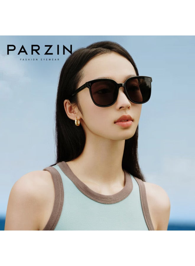 Parzin Polarized Sungl For Women, Fan Chengcheng Style Black Oversized Square Frame Gl For Couples, Driving Sungl For Men 91620 - Image 2