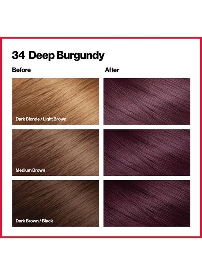 Revlon Permanent Hair Color, Permanent Hair Dye, Colorsilk with 100% Gray Coverage, Ammonia-Free, Keratin and Amino Acids, 34 Deep Burgandy, 4.4 Oz (Pack of 3) - Image 2