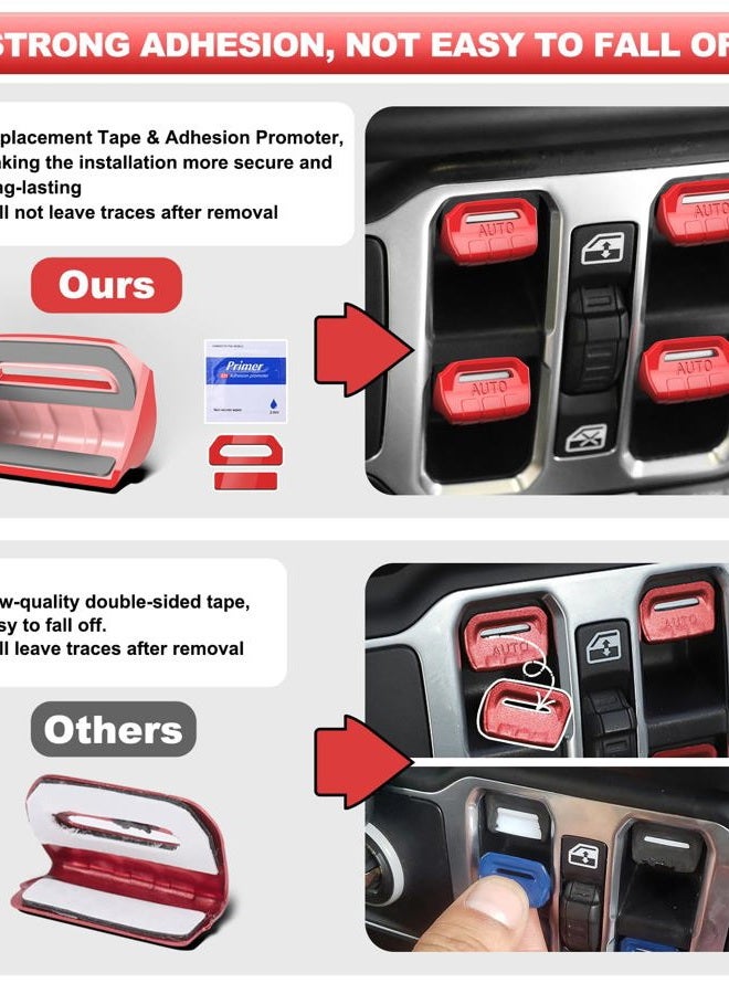 Eamplest Fits for JL Jeep 4 PCS Upgrade Window Switch Button Cover Compatible with Jeep Wrangler JL JLU 2026 2025 2024 2023 2022 2021 2020 2019 2018 & Gladiator JT 2020-2026 Interior Accessories (Bright Red) - Image 3