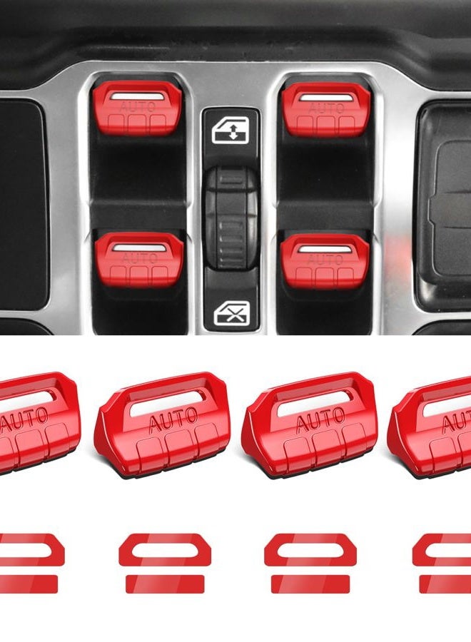 Eamplest Fits for JL Jeep 4 PCS Upgrade Window Switch Button Cover Compatible with Jeep Wrangler JL JLU 2026 2025 2024 2023 2022 2021 2020 2019 2018 & Gladiator JT 2020-2026 Interior Accessories (Bright Red) - Image 1