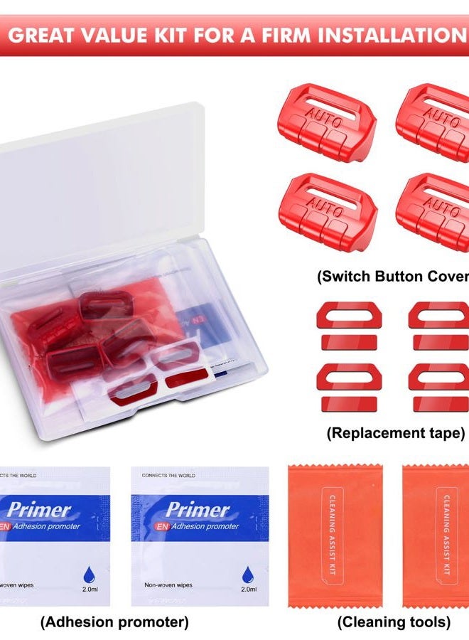 Eamplest Fits for JL Jeep 4 PCS Upgrade Window Switch Button Cover Compatible with Jeep Wrangler JL JLU 2026 2025 2024 2023 2022 2021 2020 2019 2018 & Gladiator JT 2020-2026 Interior Accessories (Bright Red) - Image 5