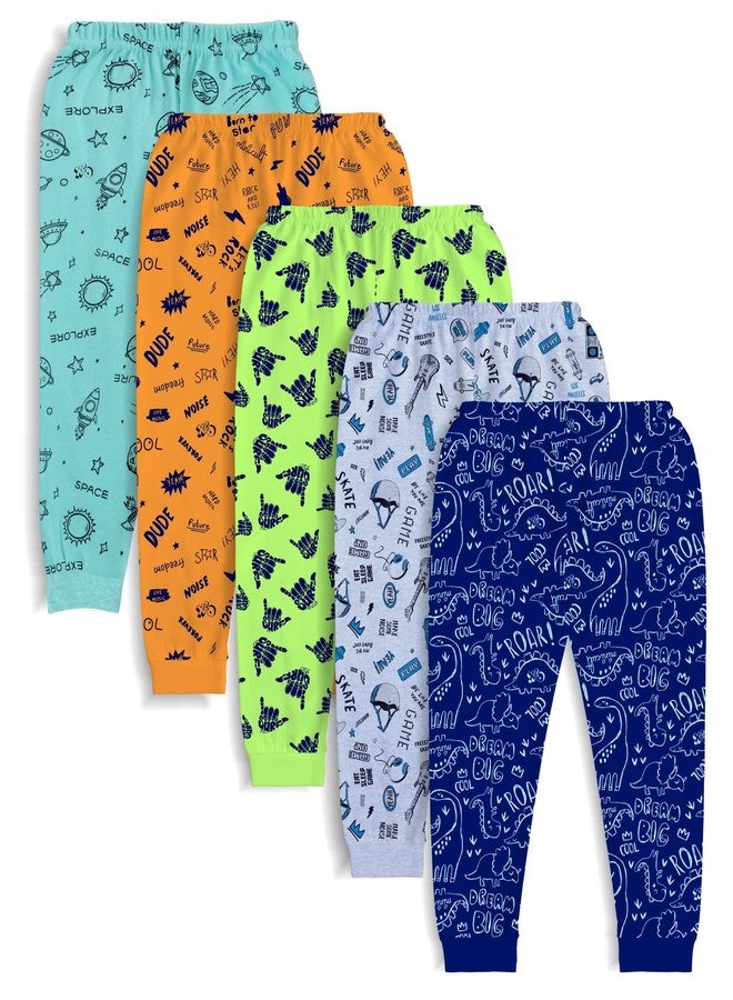 minicult Cotton pajama pants with bright colors and fun all over prints for Boys & Girls (Green 3)(9-12 Months) - Image 1