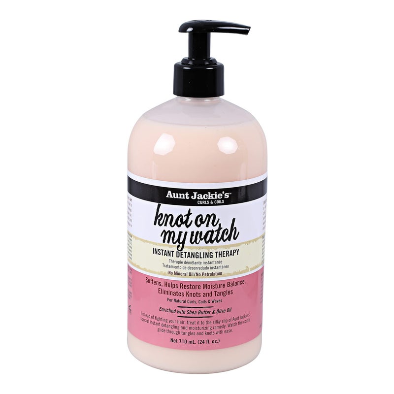 Aunt Jackie's Curls and Coils Knot On My Watch, Large 24oz Family Sized Pump, Instant Hair Detangling Therapy for Natural Curls, Coils and Waves, Pinkâ€¦