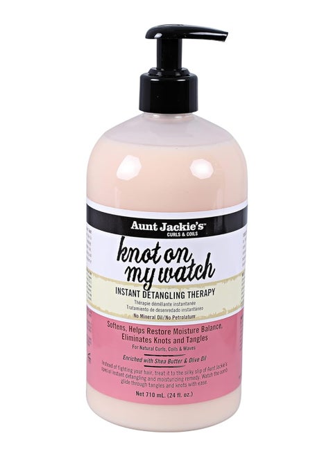 Aunt Jackie's Curls and Coils Knot On My Watch, Large 24oz Family Sized Pump, Instant Hair Detangling Therapy for Natural Curls, Coils and Waves, Pink…