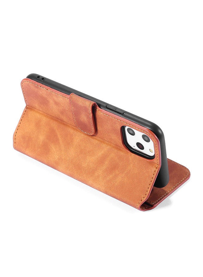 NIBEMINENT Protective Flip Case Cover With Card Slot For Apple iPhone 11 Pro Max Brown - Image 5