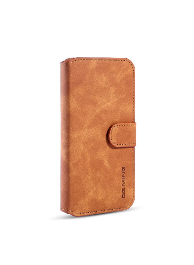 NIBEMINENT Protective Flip Case Cover With Card Slot For Apple iPhone 11 Pro Max Brown - Image 1