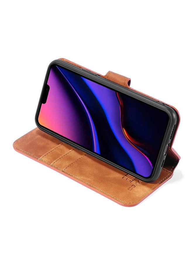 NIBEMINENT Protective Flip Case Cover With Card Slot For Apple iPhone 11 Pro Max Brown - Image 4