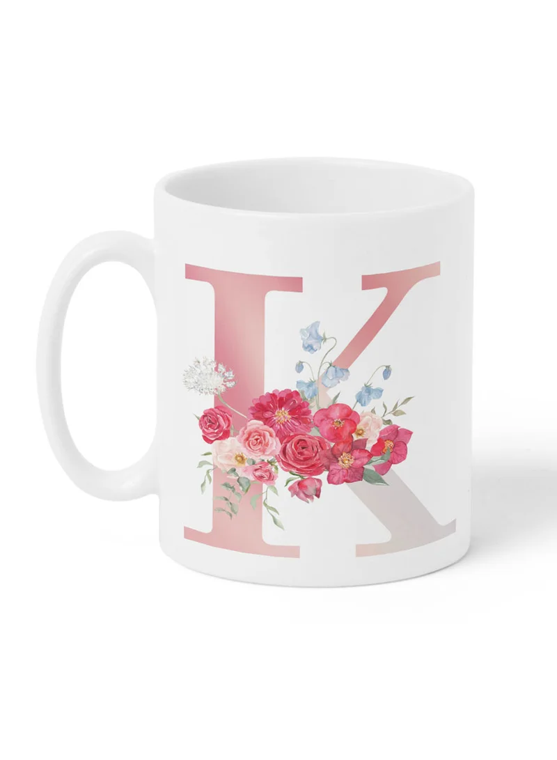 LOWHA 11 oz Ceramic Mug with Letter K Design on Both Sides