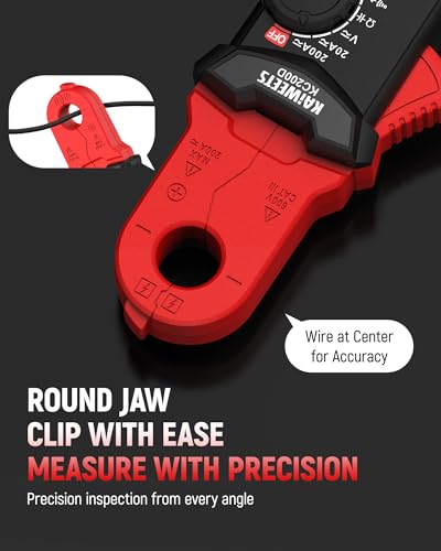 KAIWEETS Digital Clamp Meter with Round Jaw, Automotive Multimeter, NCV, 2000 Counts, Amp Voltmeter, Accuratly Measure AC/DC Current & Volatge, Resistance, Diode, Capacitance, Continuity, Frequency - Image 2