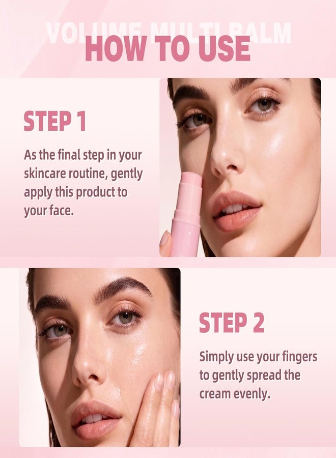 Aseawave 2Pcs Hydrating Volume Multi Balm Stick, Pink Collagen Plumping Balm, Hydrating Under Eye Cream for Dark Circles and Puffiness, Eye Balm Stick for Face, Lips & Neck Vegan & Cruelty-Free - Image 4