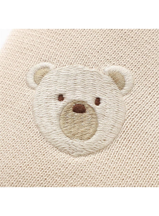 MVAQKLM  Cotton Cellular Baby Blanket, 70*90cm Soft Knitted Blanket for Newborn Baby Boy and Girl with Lovely Embroidery Bear, Breathable and Durable  - Image 4