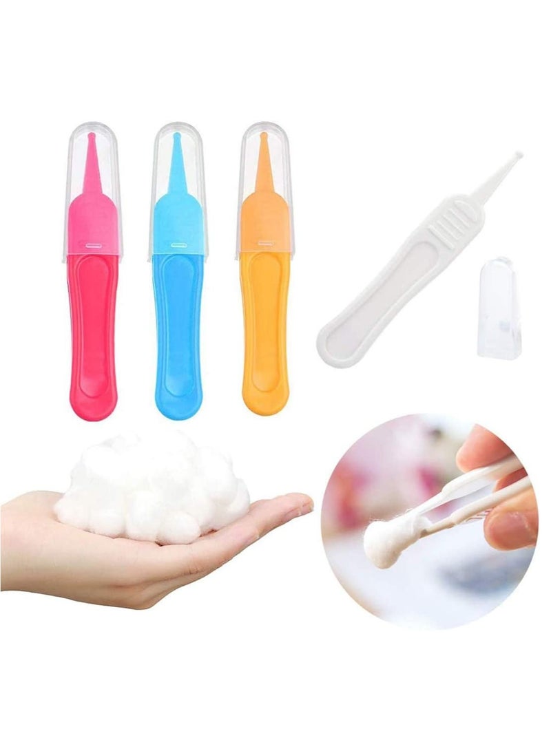 Gonice Baby Care Kit, Baby Nose Tweezers, Plastic Cleaning Tweezers, Safe Ear Nose Clean Clip, Ears Nose Navel Clean Tool, Newborn Safety Safe Care, Cotton Balls Inside, for Baby Daily Care (4 PCS) - Image 1