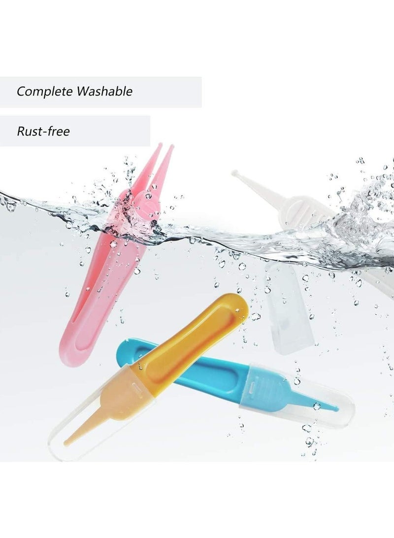Gonice Baby Care Kit, Baby Nose Tweezers, Plastic Cleaning Tweezers, Safe Ear Nose Clean Clip, Ears Nose Navel Clean Tool, Newborn Safety Safe Care, Cotton Balls Inside, for Baby Daily Care (4 PCS) - Image 4