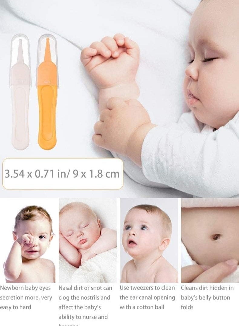 Gonice Baby Care Kit, Baby Nose Tweezers, Plastic Cleaning Tweezers, Safe Ear Nose Clean Clip, Ears Nose Navel Clean Tool, Newborn Safety Safe Care, Cotton Balls Inside, for Baby Daily Care (4 PCS) - Image 2