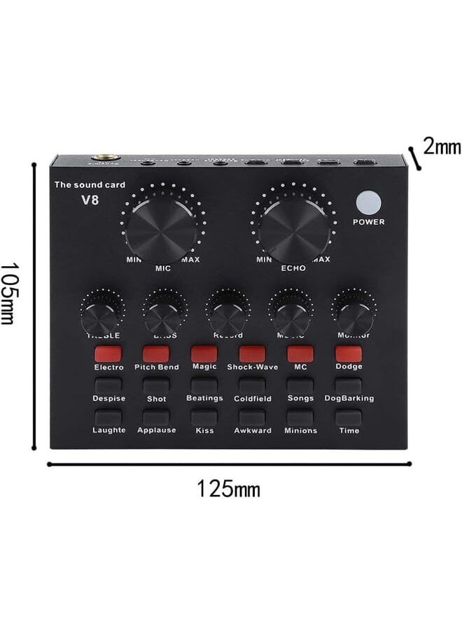 Arabest V8 Sound Card Live Device Broadcastsound Card Bluetooth Digital Display Dsp Chip 16 Sound Effects For Phone Computer Pc Audio Broadcast  - Image 2