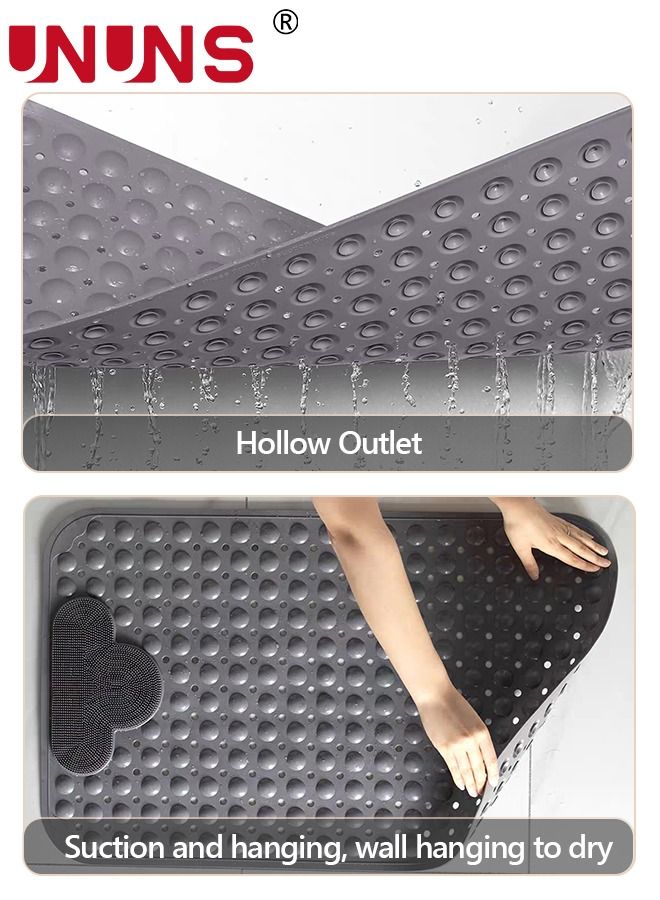 UNUNS Non-slip Bath Mat,Bathroom Shower Mat With Suction Cups Drain Holes,Anti-Slip Safety Foot Scrubber Pad,Bathtub Mat For Shower,50X80cm - Image 2