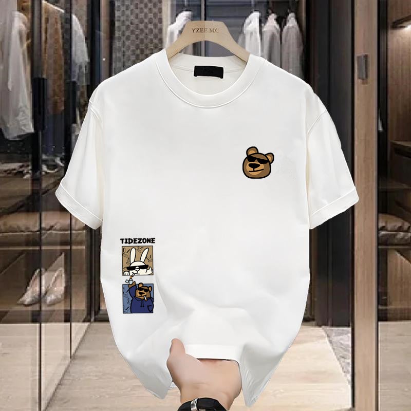 Short-Sleeved T-Shirt Men'S Cotton Printed Round Neck Loose Ins Fashionable Casual Half-Sleeved Men'S T-Shirt - Image 1
