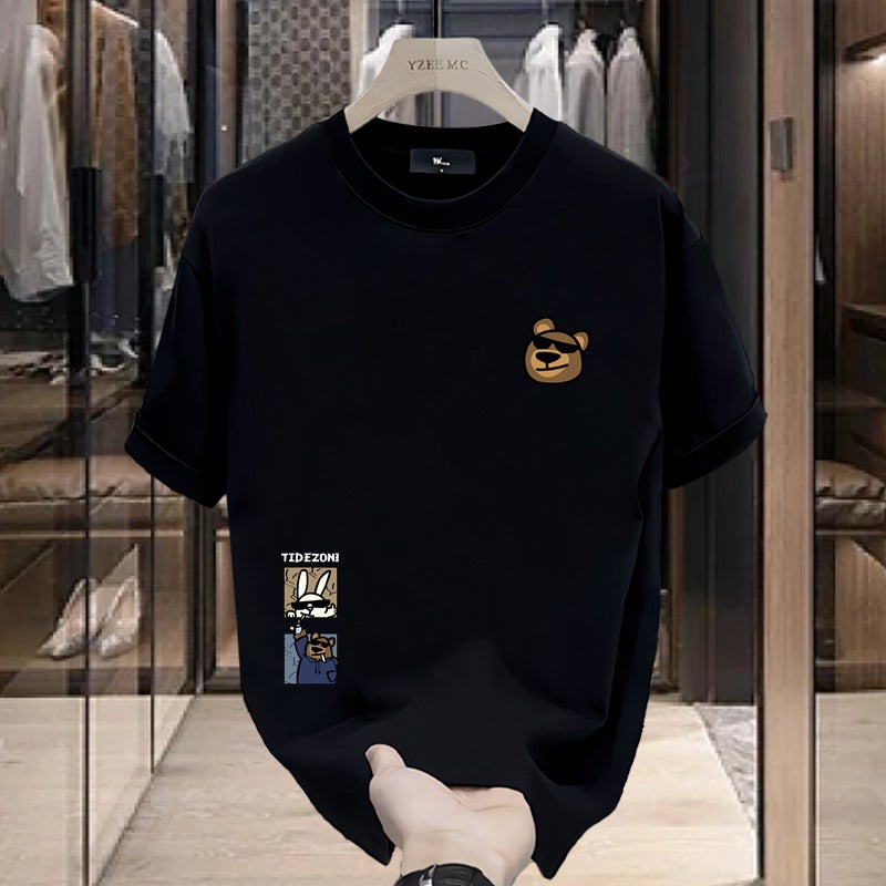Short-Sleeved T-Shirt Men'S Cotton Printed Round Neck Loose Ins Fashionable Casual Half-Sleeved Men'S T-Shirt - Image 3