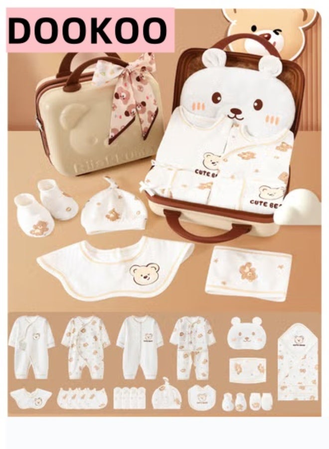 DOOKOO 24PCS Newborn Baby Gifts Set, Newborn Layette Gift Set, Baby Clothes Accessories Set for Boys and Girls, Premium Cotton, Perfect Gift Box with Beautifully Suitcase for Spring Summer Autumn Winter - Image 1