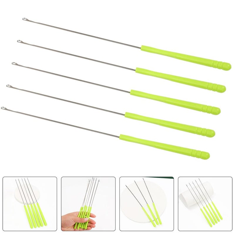 Ergonomic Latch Hook Crochet Needles Set of 5 with Comfort Grip for Yarn Crafting and Wig Making - Image 3