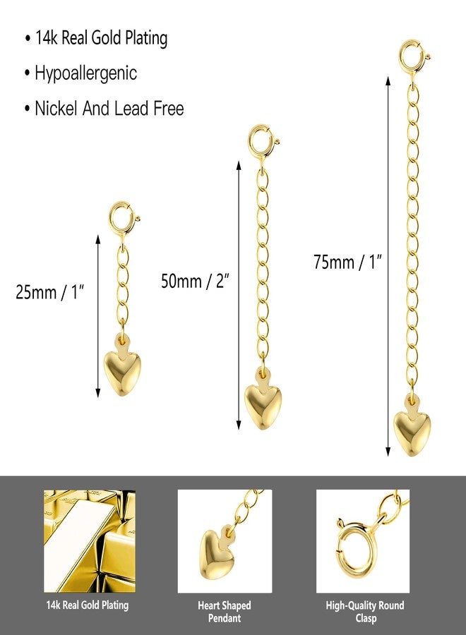 Ash's Choice Gold Necklace Extenders,14K Gold Chain Extenders with Round Clasp, Durable Plated Solid Brass Necklace Bracelet Anklet Extension Chains(1 2 3 Inch,Gold) - Image 2