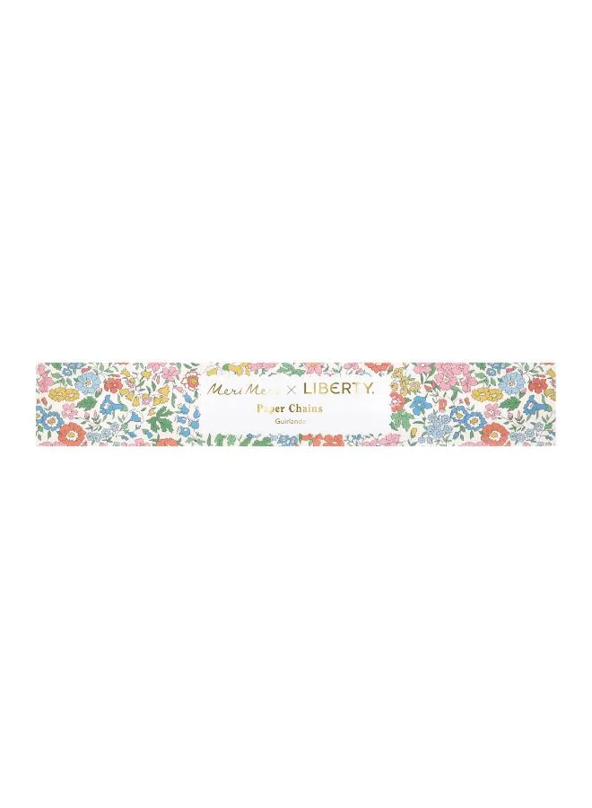 Meri Meri  x Liberty Scalloped Paper Chains Set - 48 Liberty Floral Paper Chain Links with Sage Green Velvet Ribbon, Stylish Spring Decoration for Easter, Parties, Mantels & Doorways  | Best Price UAE