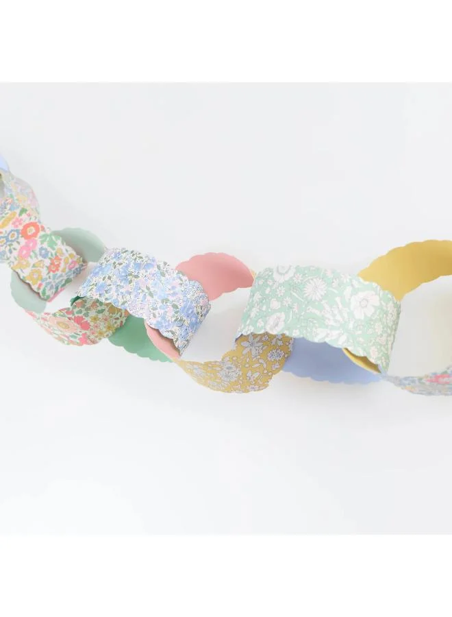 Meri Meri  x Liberty Scalloped Paper Chains Set - 48 Liberty Floral Paper Chain Links with Sage Green Velvet Ribbon, Stylish Spring Decoration for Easter, Parties, Mantels & Doorways  | Best Price UAE