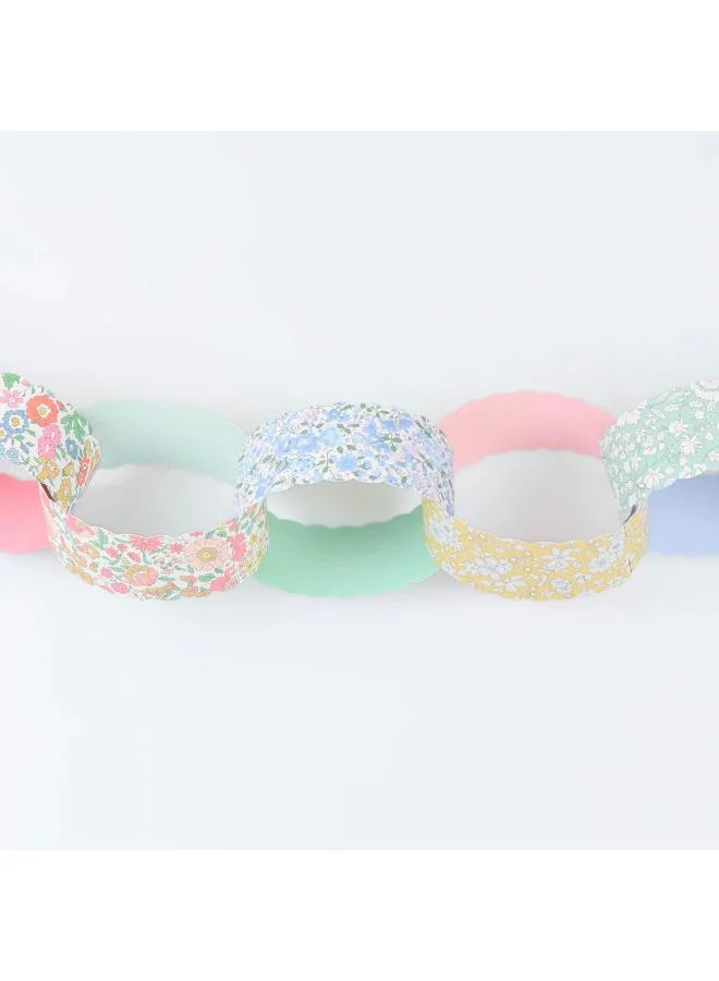 Meri Meri  x Liberty Scalloped Paper Chains Set - 48 Liberty Floral Paper Chain Links with Sage Green Velvet Ribbon, Stylish Spring Decoration for Easter, Parties, Mantels & Doorways  | Best Price UAE