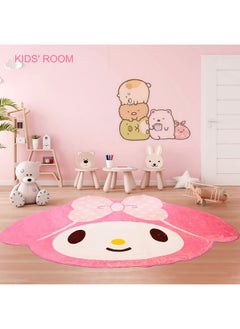 Maikerry Pink Area Rug for Bedroom 5FT, Kawaii Room Decor Fluffy Anime Rug Carpet, Cute Anti-Slip Floor Mat Rug for Living Room Nursery Dorm Classroom Patio Kids Room Bedside Indoor Outdoor  - Image 1